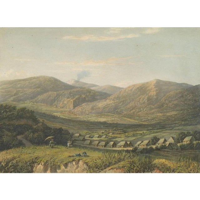 View of the tengger mountains, east java – rare java landscape lithograph, 1872 this expansive and finely detailed...