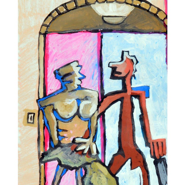 Abstract Late 20th Century Abstract -- Two Figures and Interior by Michael Eggleston For Sale - Image 3 of 5