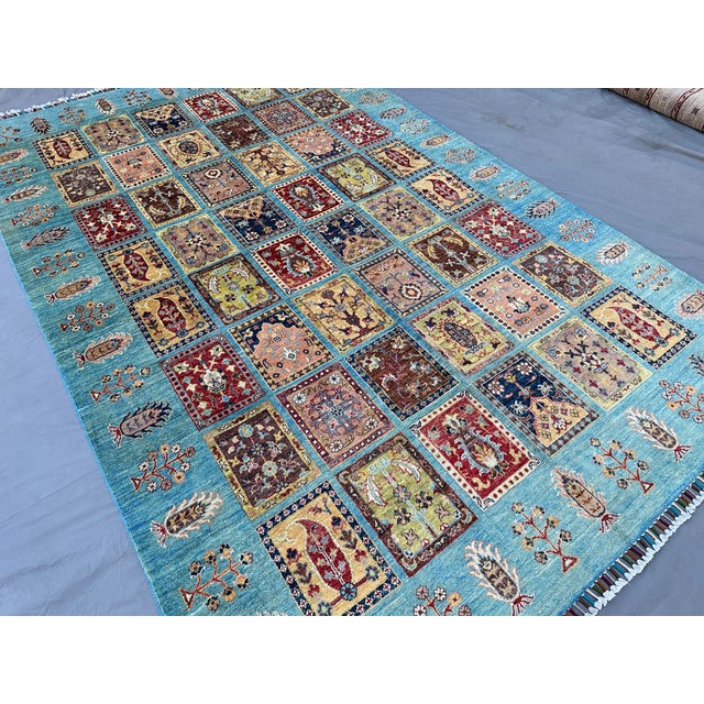 Blue Bakhtiari Garden Panel Hand-Knotted Wool Rug - 6'6" X 10'1" For Sale - Image 6 of 11