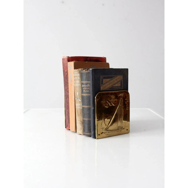 Metal Vintage Brass Nautical Bookends For Sale - Image 7 of 11