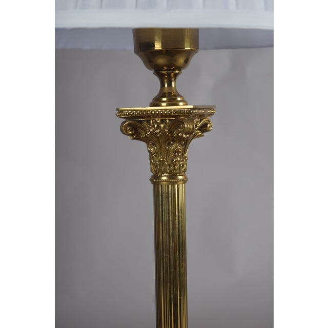 Metal Tall Vintage Neoclassical Brass Table Lamp with Black Marble Base, 1950s For Sale - Image 7 of 12