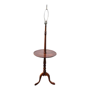 Mid-Century Mahogany Tripod Snake Feet Floor Lamp Table