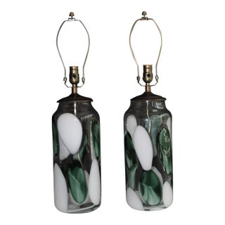 Mid 20th Century Seguso Style Murano Lamps - a Pair For Sale