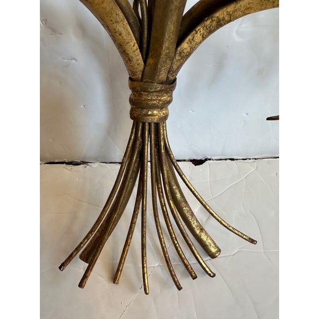 Vintage Gilded Tole Candle Sconces For Sale In Philadelphia - Image 6 of 8