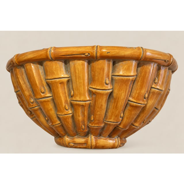 Large Vintage Palm Beach Coastal Chinoiserie Faux Bamboo Wall Shelves Brackets Sconces- A Pair For Sale In Naples, FL - Image 6 of 7