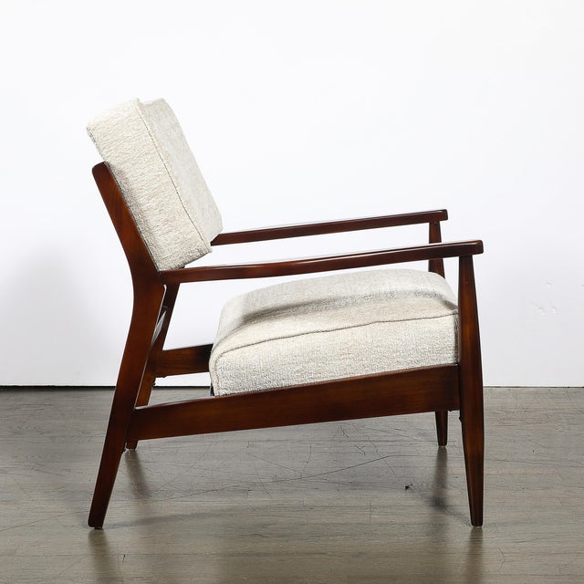 Pair of Mid-Century Modern Walnut Armchairs With Off-White Textural Upholstery For Sale - Image 18 of 18