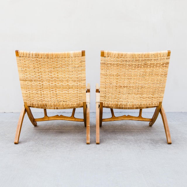 Wood Hans Wegner Model 512 Folding Chairs in Rattan & Ash For Sale - Image 7 of 18