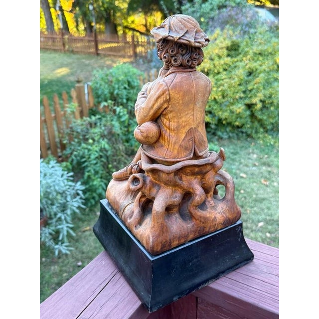 Antique 18thC Signed Folk Art Sculpture Wood Carving, Itinerant Bagpipe Musician, Czech Bohemia For Sale - Image 9 of 16