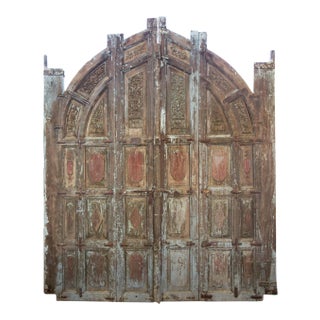 Antique Indian Jodhpur Carved Entrance Doors For Sale