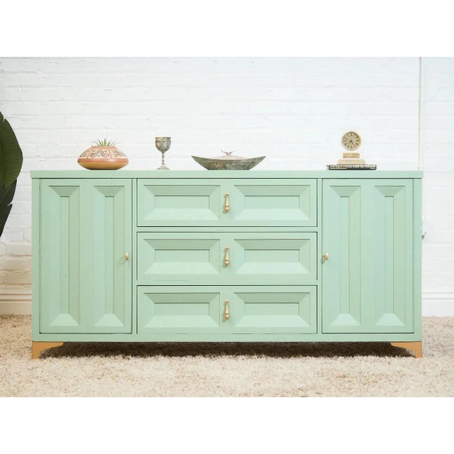 Mid 20th Century Chocolate Mint Hollywood Regency Dresser For Sale - Image 5 of 12