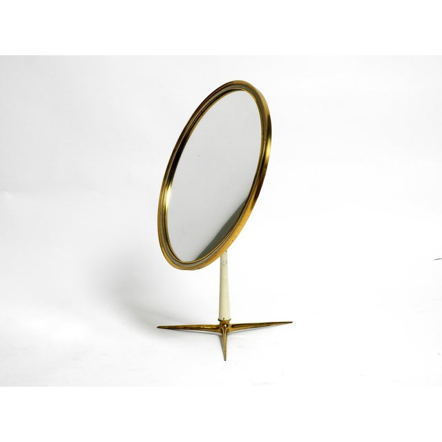 Mid-Century Modern Large Mid-Century Modern Brass Table Mirror from Vereinigte Werkstätten, 1950s For Sale - Image 3 of 18