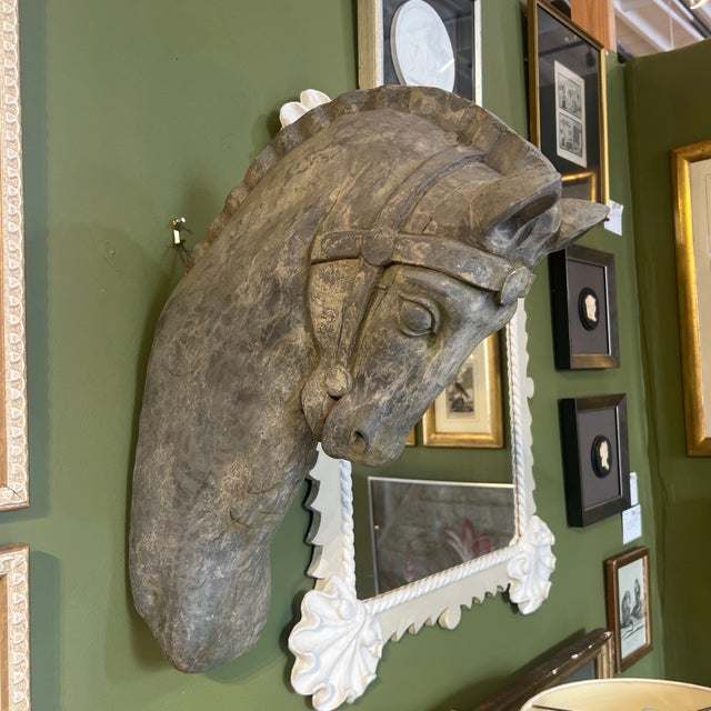 Vintage Equestrian horse Head Fiberglass and Zinc Wall Sculpture