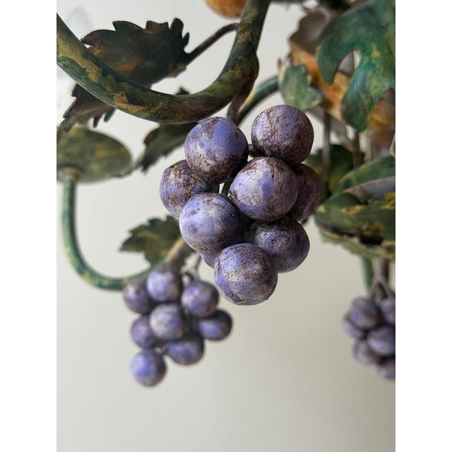 Italian Hand-Painted Fruit and Vine Chandelier with Pomegranates, 1970s For Sale - Image 10 of 16