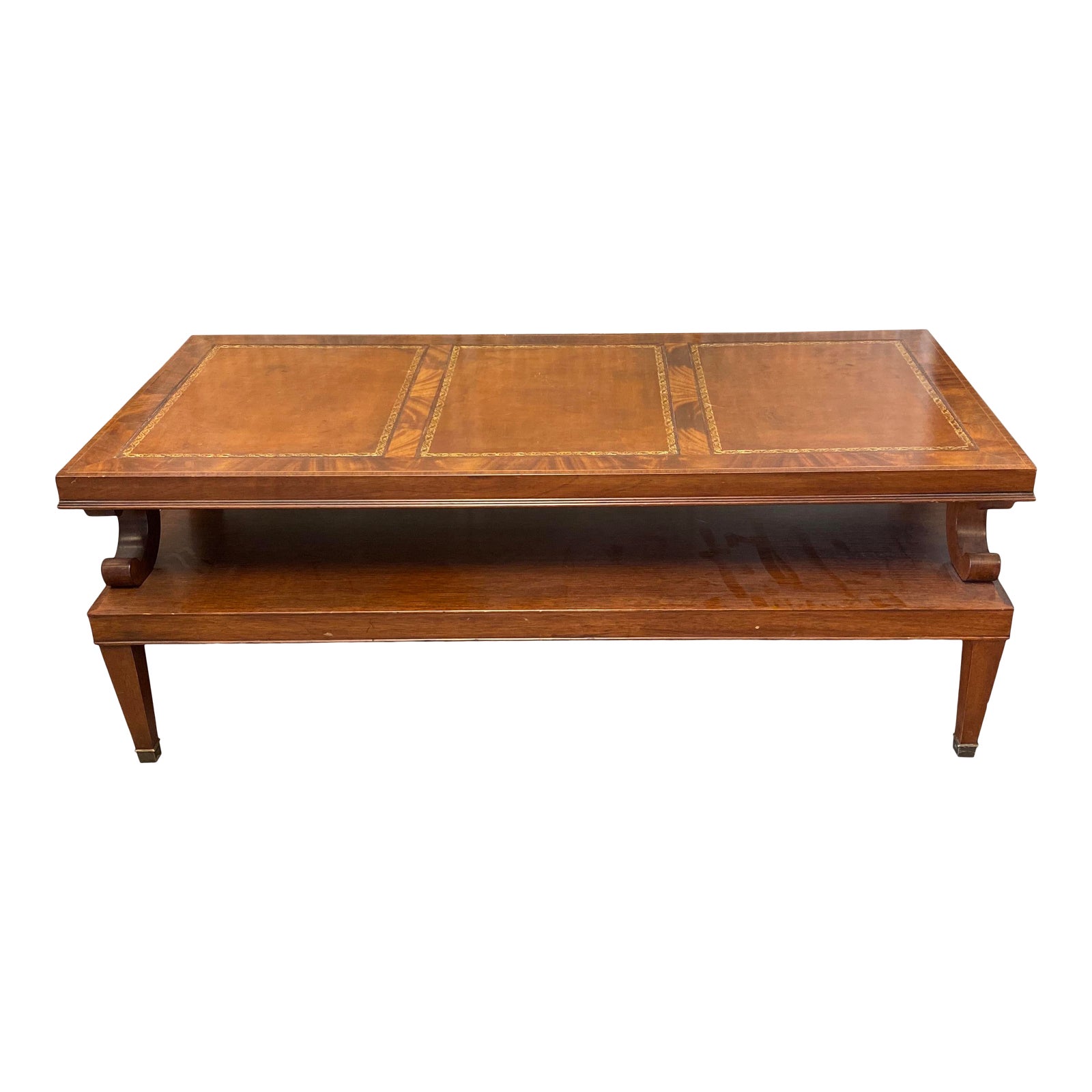 Vintage Mahogany Coffee Table With Leather Inlay Chairish Vintage Mahogany Coffee Table With Leather Inlay Chairish