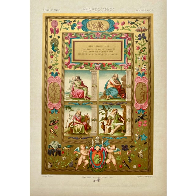 Renaissance Illuminated Chromolithograph Prints, — Set of 2, 1870 For Sale - Image 4 of 7