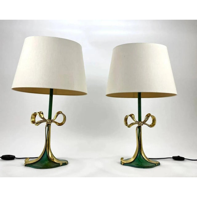 Gold Spanish Enamelled Bronze Table Lamps from Valenti, 1970s, Set of 2 For Sale - Image 8 of 8