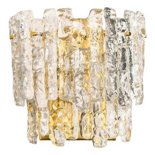 Vintage Textured Ice Glass Wall Light by J. T. Kalmar for Kalmar, 1970s For Sale