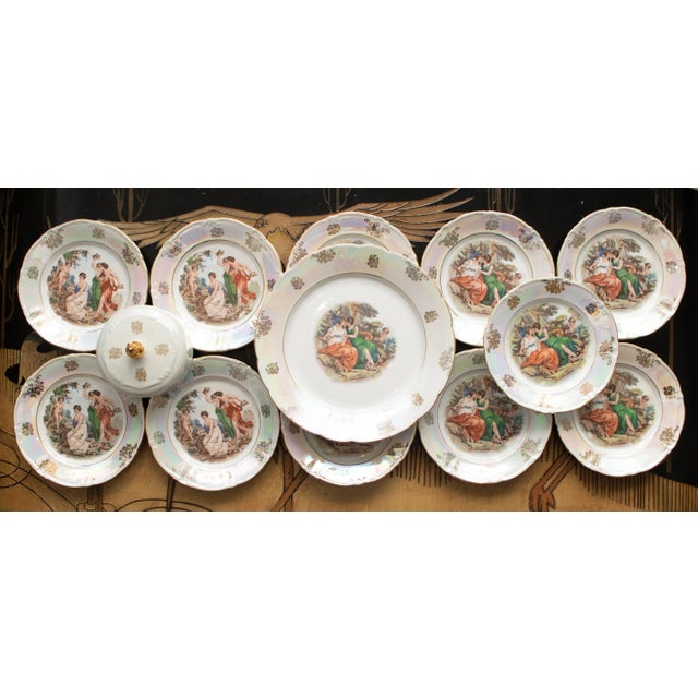 1970s Kahla 22k Gold German Porcelain Dinner Set- 13 Pieces For Sale - Image 4 of 12