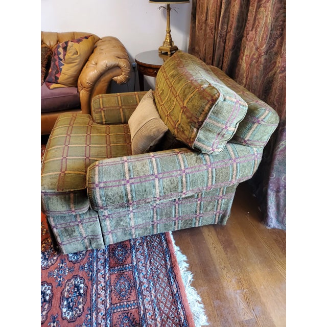 Army Green Sherrill Overstuffed Chairs With Ottoman - 3 Pieces For Sale - Image 8 of 10