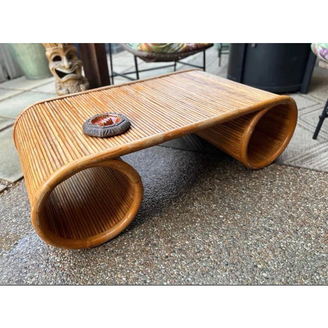 1970s Gorgeous Pencil Reed Bamboo Coffee Table For Sale - Image 4 of 7