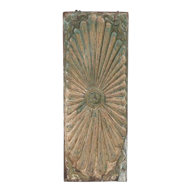 Vintage Indian Carved and Painted Teakwood Panel For Sale