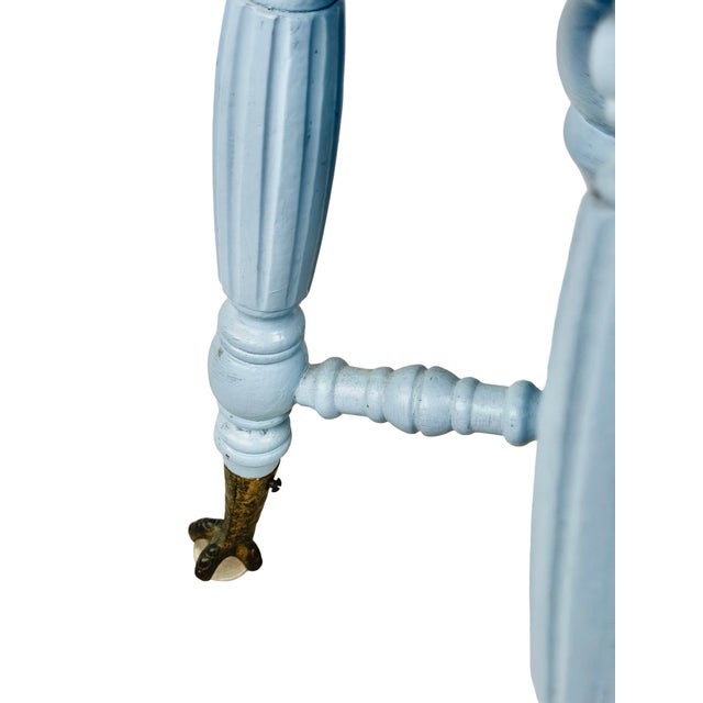 Victorian Adjustable Piano Stool in Powder Blue Paint, Claw & Glass Ball Feet For Sale - Image 13 of 17