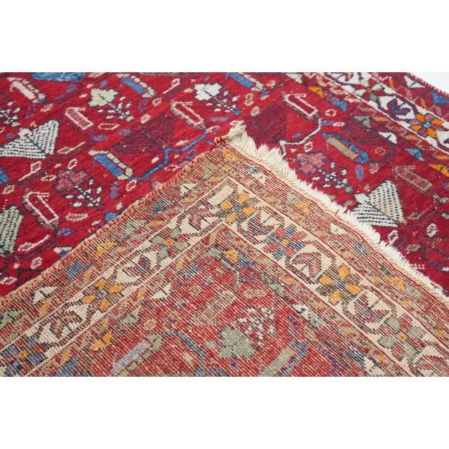Red Antique Red Patterned Afshar Rug 5' X 6'5'' For Sale - Image 8 of 9