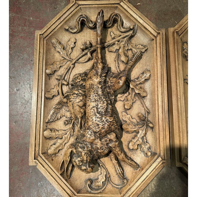 Late 19th Century 19th Century French Black Forest Carved Hunt Trophies Sculptures, Set of 4 For Sale - Image 5 of 11