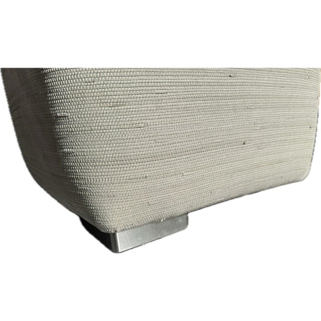 Woven Soft Leather Otter Stool For Sale - Image 4 of 7