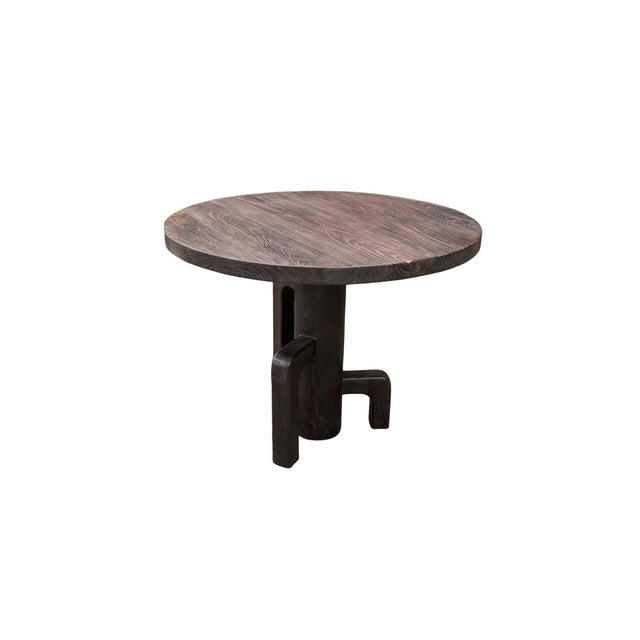 Teak Wood Table, Stunning Wood Textures Burnt Black Finish, Modern Organic For Sale - Image 4 of 7