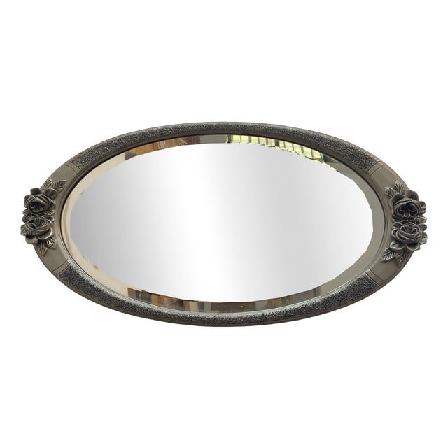 Art Deco Pewter Wall Mirror, 1920 For Sale
