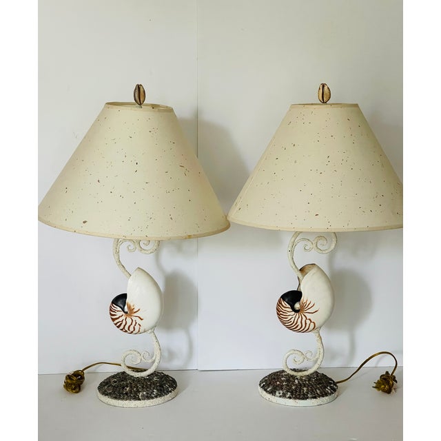 Pair of Organic Costal Organic Modern Sea Shell Lamps, For Sale In Miami - Image 6 of 9
