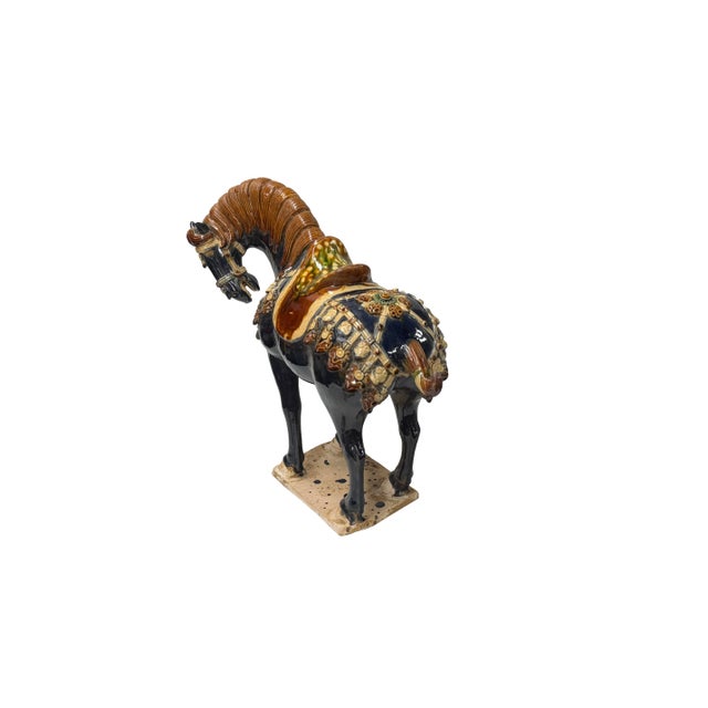 Oriental Ceramic Sancai Blue Brown Beige Fengshui Artistic Figure For Sale In San Francisco - Image 6 of 7