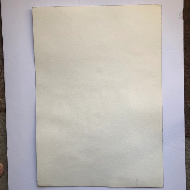 Original Vintage Female in Mask Portrait Watercolor Painting Signed For Sale - Image 4 of 5