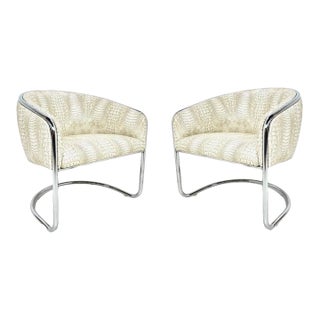 Pair of 1980s Thonet Club Tub Chairs in Faux Crocodile For Sale