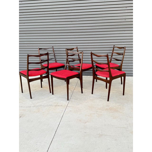 Mid Century Modern Danish Rosewood Set of 6 Dining Chairs Attributed to Johannes Andersen For Sale - Image 9 of 9