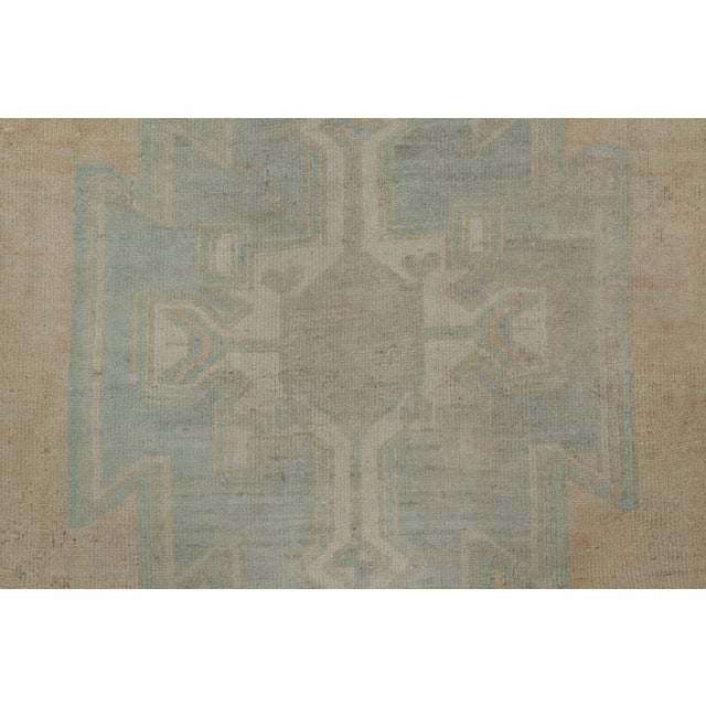 Rug & Kilim Vintage Turkish Runner With Ice Blue Geometric Medallion Design - Rug & Kilim For Sale - Image 4 of 9