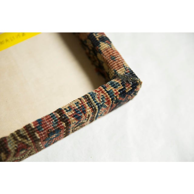 Red Decorative Cork Board Antique Fereghan Rug Fragment Art For Sale - Image 8 of 12