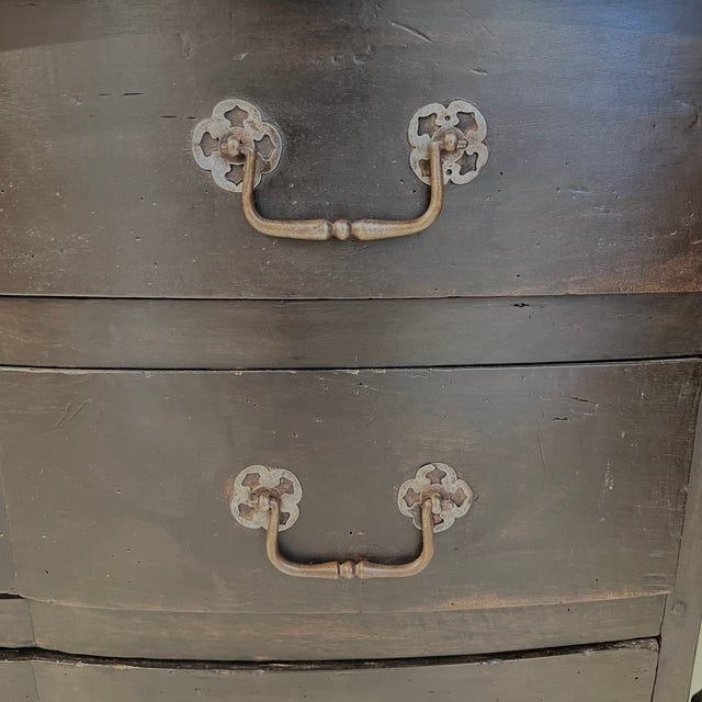 18th Century French Black Antique Chest W/Hoof Feet and Silver Hardware For Sale - Image 4 of 8