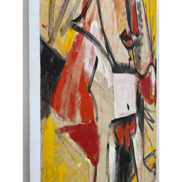 Wood Late 20th Century Cubist Figurative Oil Painting For Sale - Image 7 of 9