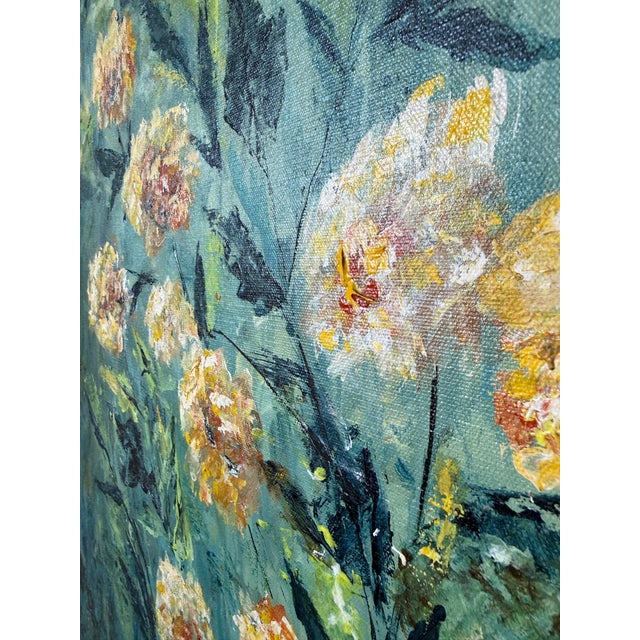 1980’s Vintage Qeri Wister Floral Still Life Oil on Canvas Painting, Framed For Sale - Image 12 of 14