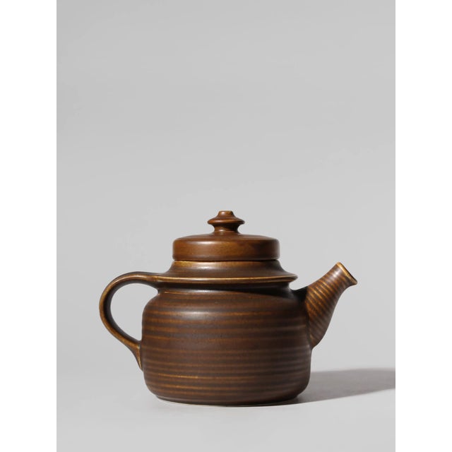 Brown Göran Bäck Kaarna Ceramic Matte Teapot by Ulla Procopé for Arabia, Finland, 1960 For Sale - Image 8 of 8