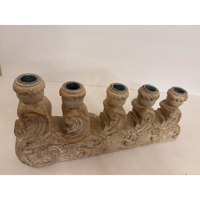 1940s Rococo Style Five Arm Wooden Candelabra For Sale In Boise - Image 6 of 7