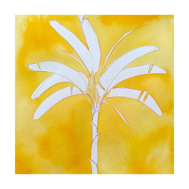 Contemporary Yellow Palm With Checker 1 Painting by Lia Burke Libaire For Sale - Image 3 of 4