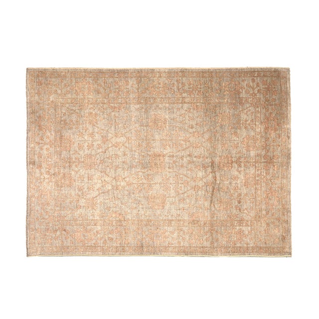 9x12 Soft Washed Oushak Rug | Afghan Hand-Knotted Floral Wool Rug For Sale In Los Angeles - Image 6 of 10