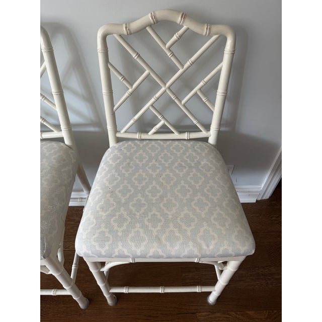 Set of three Dayna counter-height (25") stools from Ballard Designs Finish is Rubbed White / Sandberg Parchment. These...
