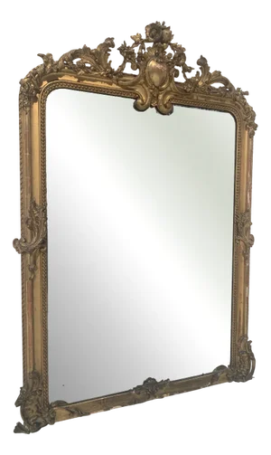 19th Century Louis XV Mirror in Wood and Gilded Stucco