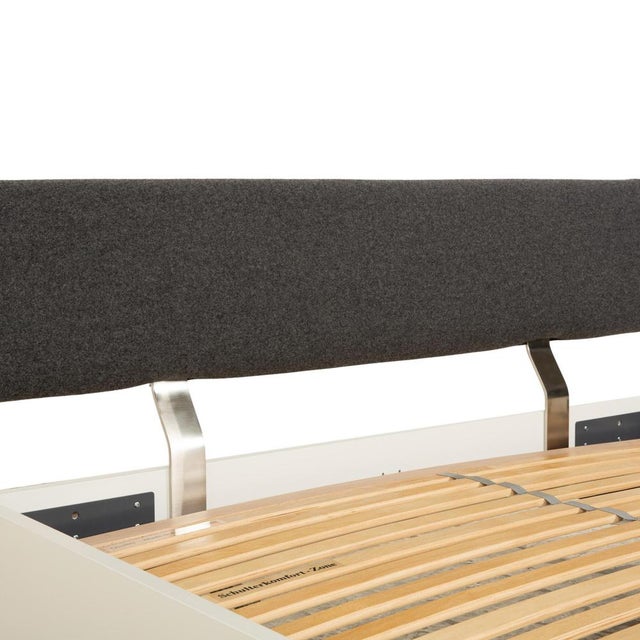 White and Dark Grey Wooden Bed from Ligne Roset For Sale - Image 5 of 16