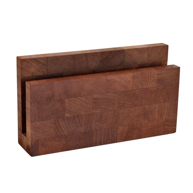 Offered is a fabulous rare find... a Danish Teak wood letter holder/organizer in hard end grain staved wood - similar to...