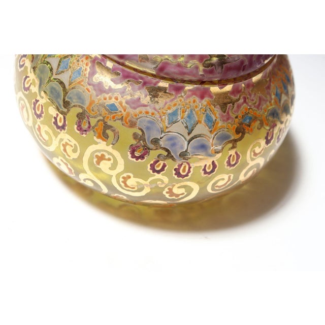 Vintage Bohemian Czechoslovakian Glass Powder or Trinket Jar With Crystal Finial For Sale - Image 10 of 18
